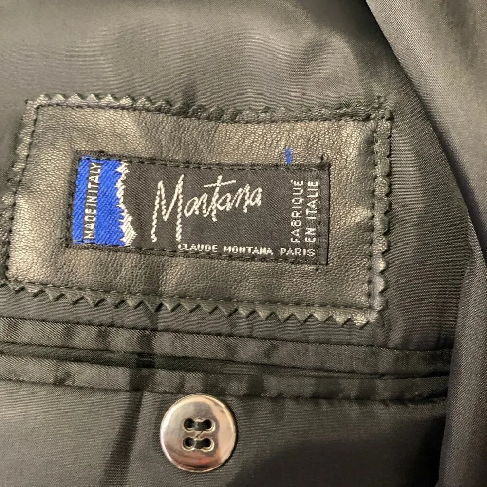 CLAUDE MONTANA Chest Size 42 Black Virgin Wool 34 30 Suit